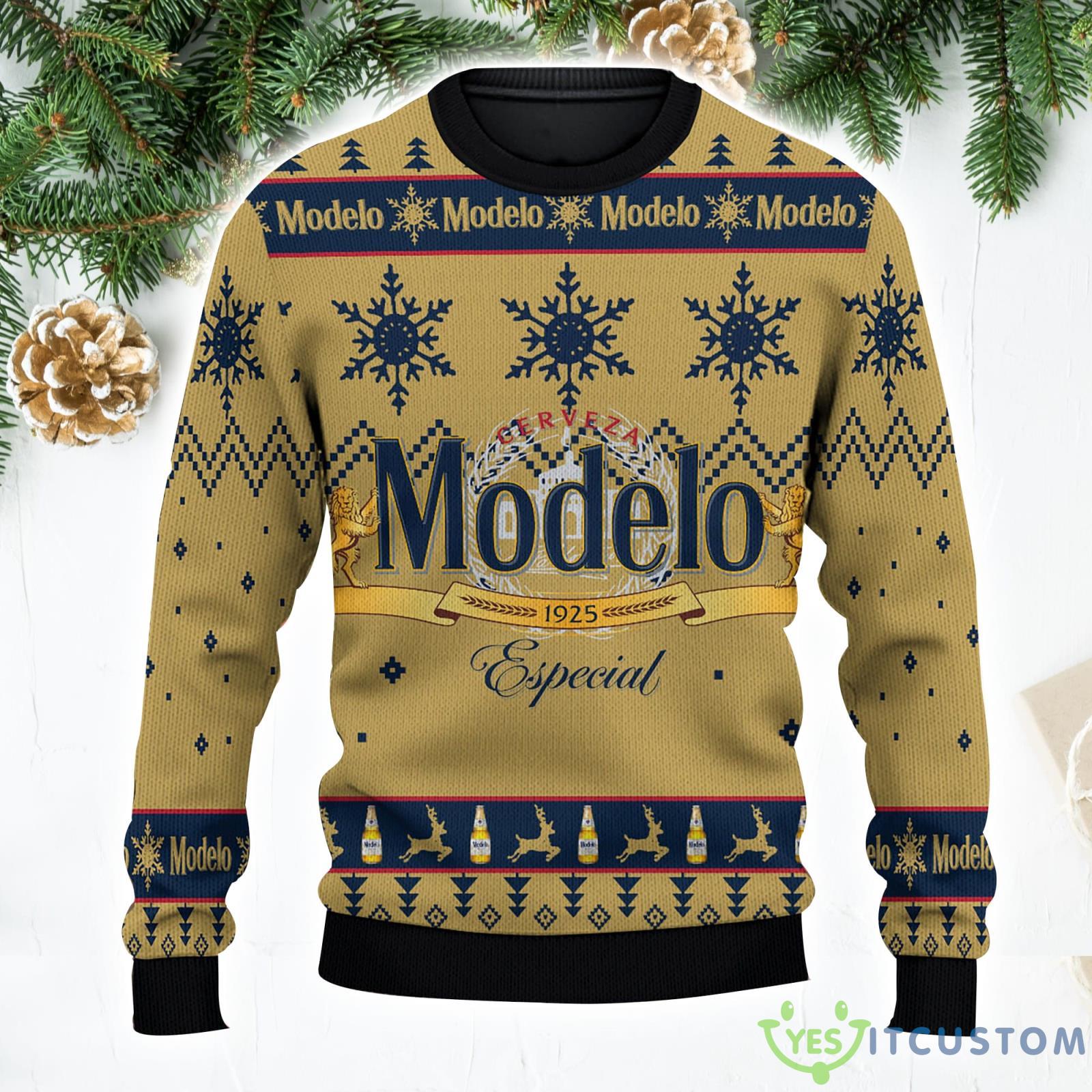 Personalized Name Modelo Especial Beer Ugly Christmas SweaterAll Over Print Sweater Product Photo 1