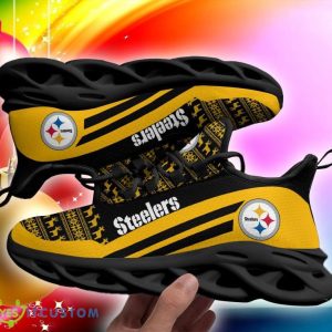Pittsburgh Steelers Christmas Pattern Max Soul Sneakers Snowflakes Christmas Shoes - Pittsburgh Steelers Christmas Pattern Chunky Sneakers Ugly Christmas Max Soul Shoes Photo 6
