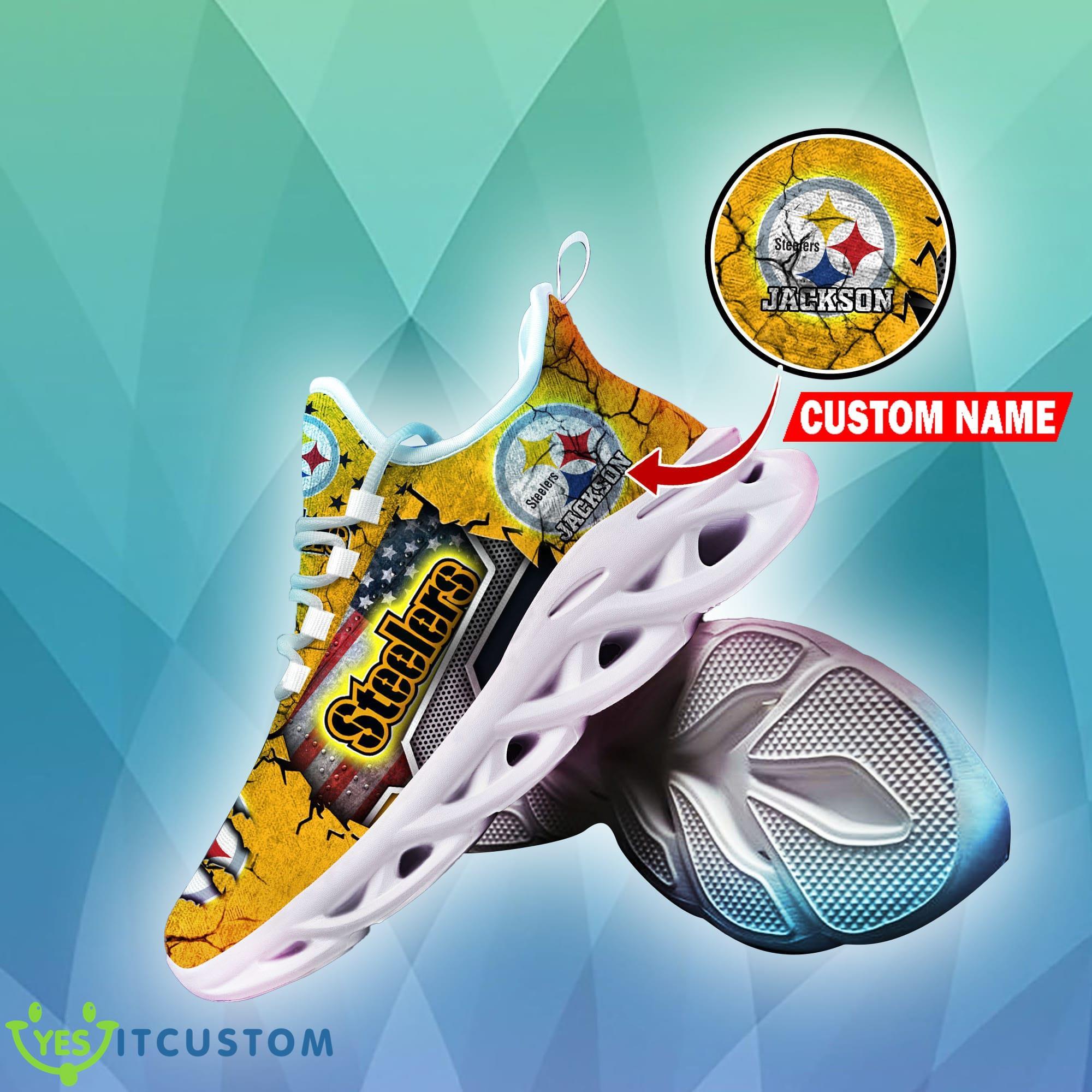 Pittsburgh Steelers NFL Crack Pattern Running Shoes Personalized Style Flag US Max Soul Sneakers 8 Pittsburgh Steelers NFL Crack Pattern Running Shoes Personalized Style Flag US Max Soul Sneakers - Pittsburgh Steelers NFL Crack Pattern Running Shoes Personalized Style Max Soul Sneakers Photo 3