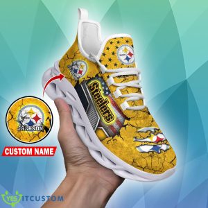 Pittsburgh Steelers NFL Crack Pattern Running Shoes Personalized Style Flag US Max Soul Sneakers - Pittsburgh Steelers NFL Crack Pattern Running Shoes Personalized Style Max Soul Sneakers Photo 2
