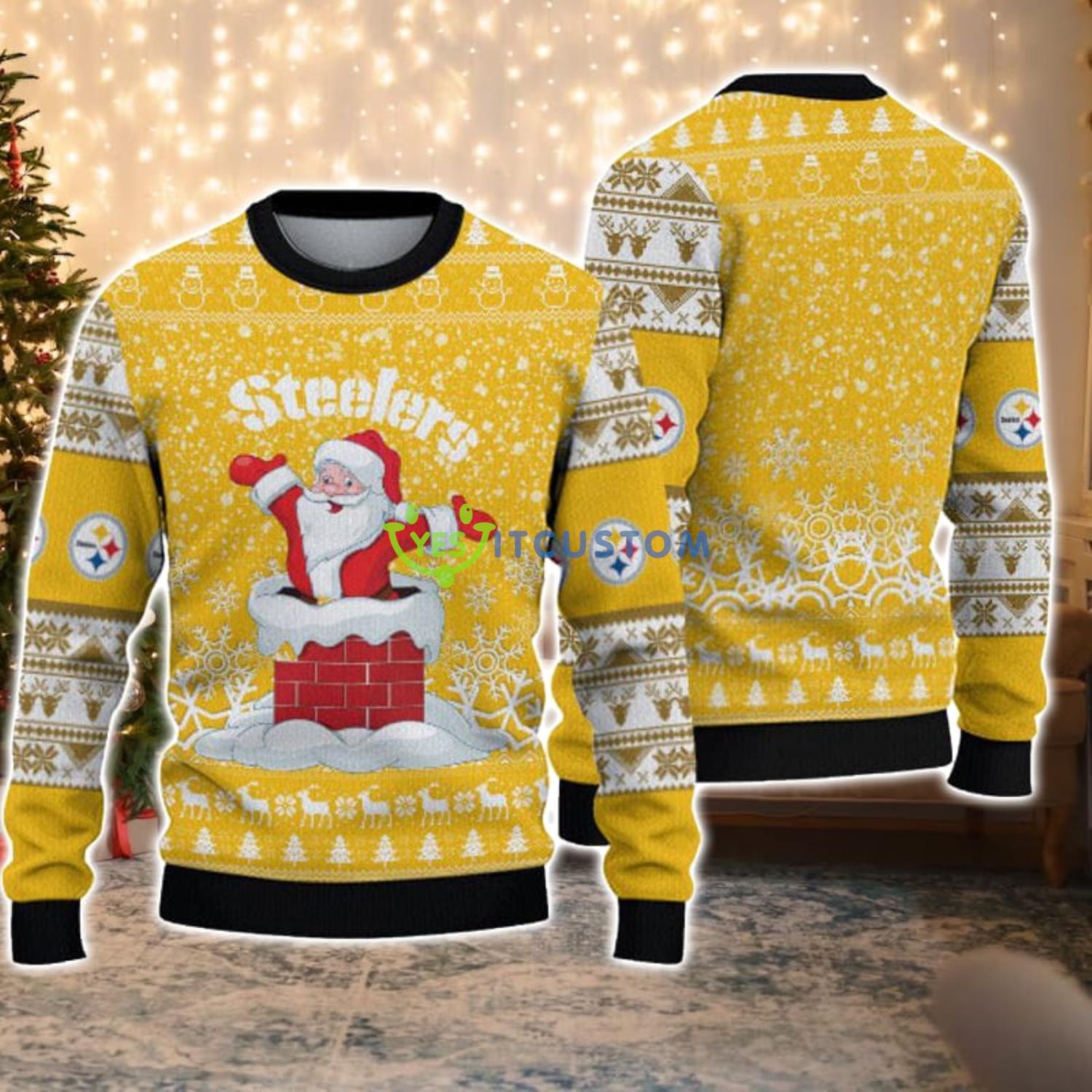 Pittsburgh Steelers Santa Christmas Gift Ugly Christmas Sweater Product Photo 1