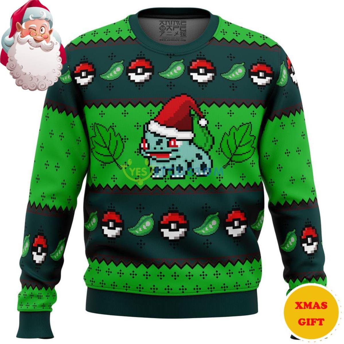 Pokemon Bulbasaur Christmas AOP Sweater 3 Pokemon Bulbasaur Christmas AOP Sweater Product Photo 1