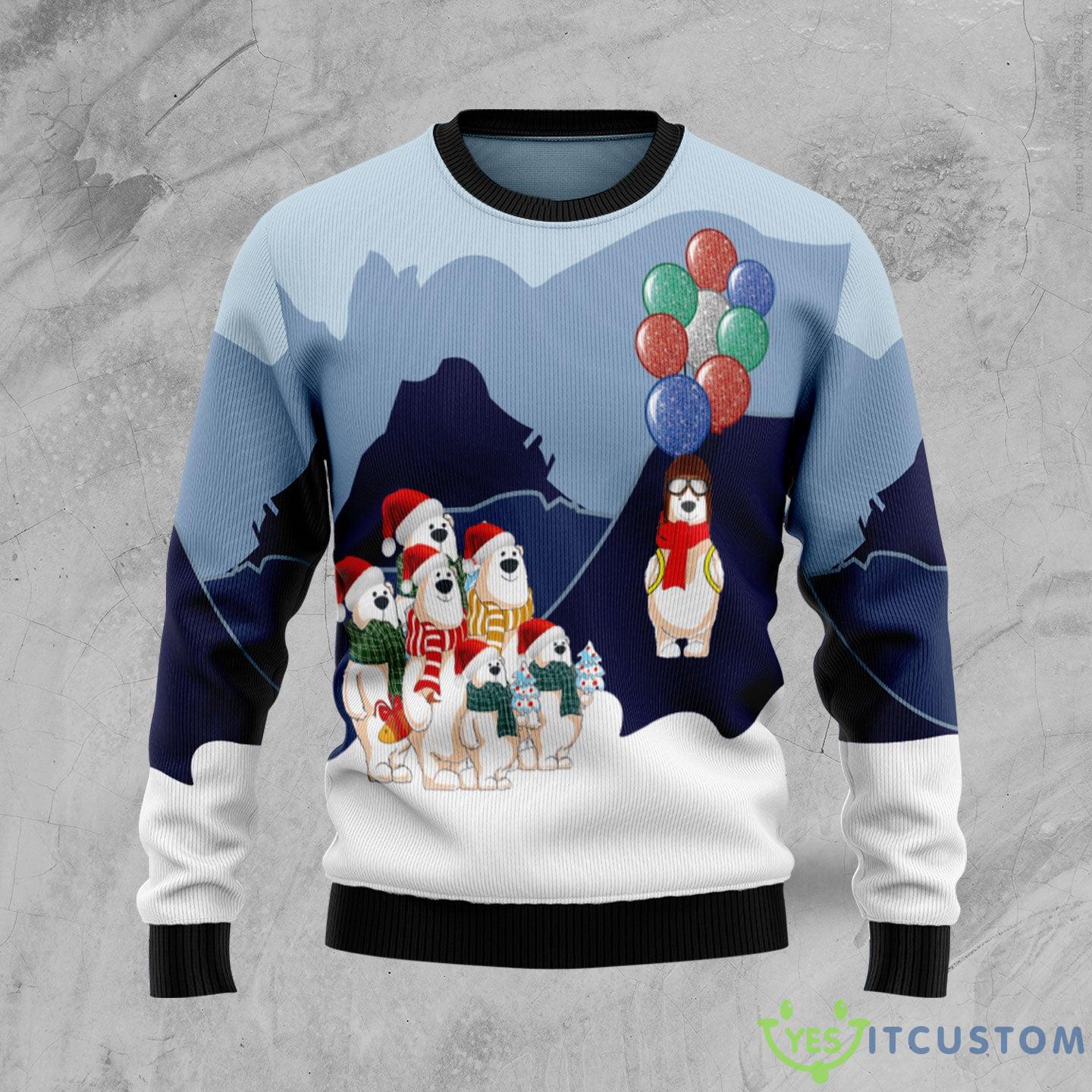 Polar Bear Balloon Ugly Christmas Sweater Gift Men Women - Polar Bear Balloon Ugly Christmas Sweater Gift Men Women_1