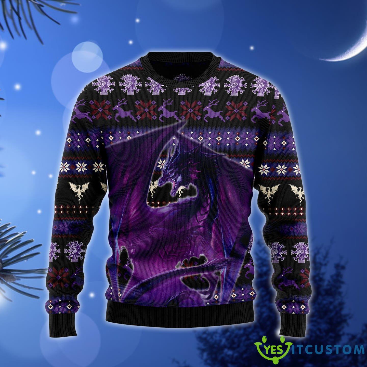 Purple Dragon Ugly Christmas Sweater Gift Men Women - Purple Dragon Ugly Christmas Sweater Gift Men Women_1