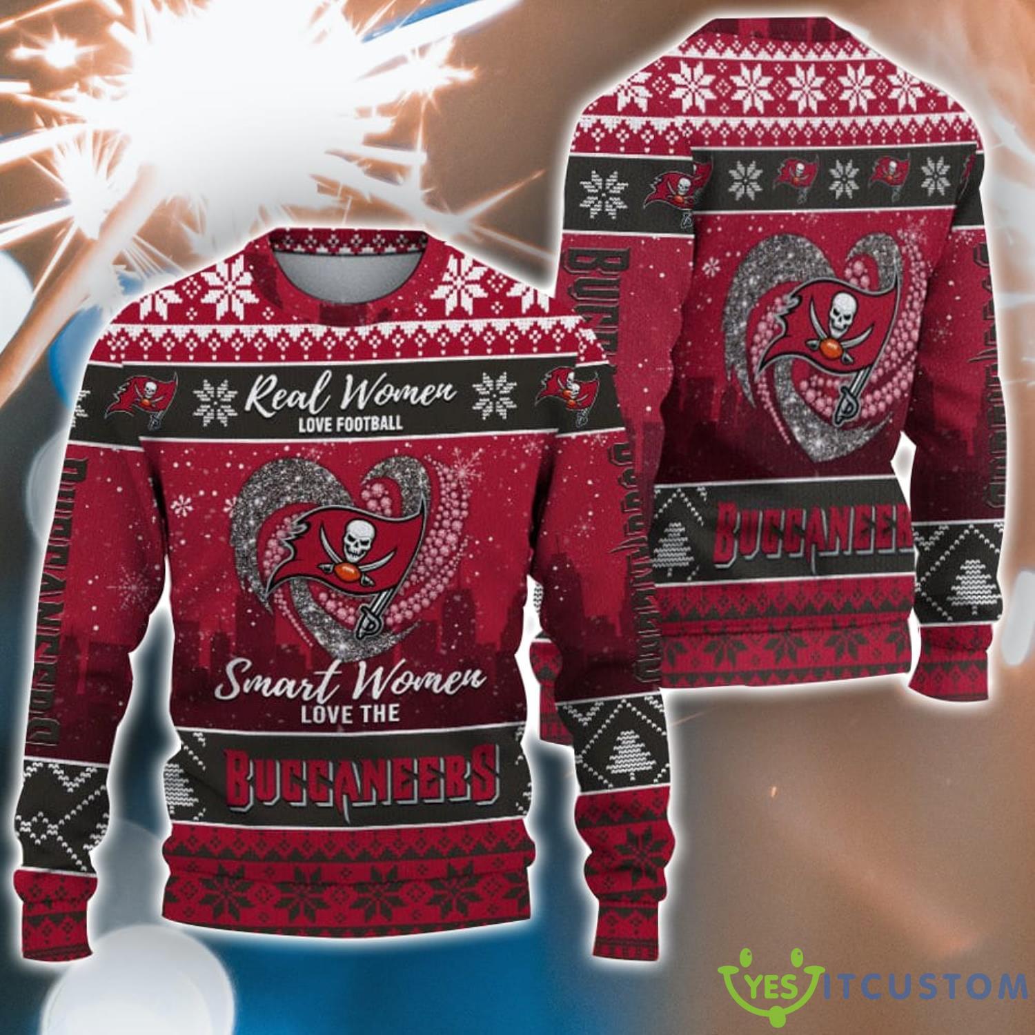 Real Women Love Football Smart Women Love The Tampa Bay Buccaneers Ugly Christmas Sweater Christmas Gift For Fans 3 Real Women Love Football Smart Women Love The Tampa Bay Buccaneers Ugly Christmas Sweater Christmas Gift For Fans Product Photo 1