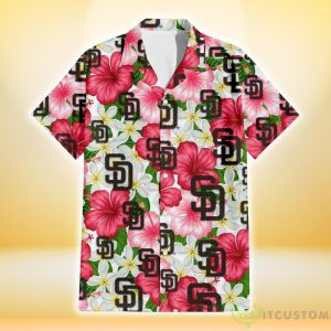 San Diego Padres White Porcelain Flower Pink Hibiscus White Background 3D Hawaiian Shirt Gift For Fans 4 San Diego Padres White Porcelain Flower Pink Hibiscus White Background 3D Hawaiian Shirt Gift For Fans Product Photo 2