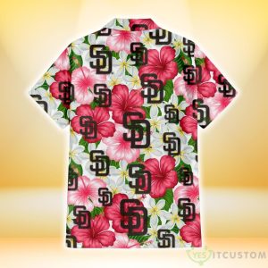San Diego Padres White Porcelain Flower Pink Hibiscus White Background 3D Hawaiian Shirt Gift For Fans 5 San Diego Padres White Porcelain Flower Pink Hibiscus White Background 3D Hawaiian Shirt Gift For Fans Product Photo 3