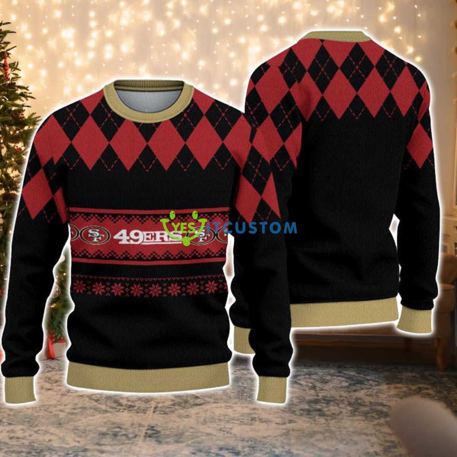 San Francisco 49ers Diamond Pattern Christmas Gift Ugly Christmas Sweater Product Photo 1