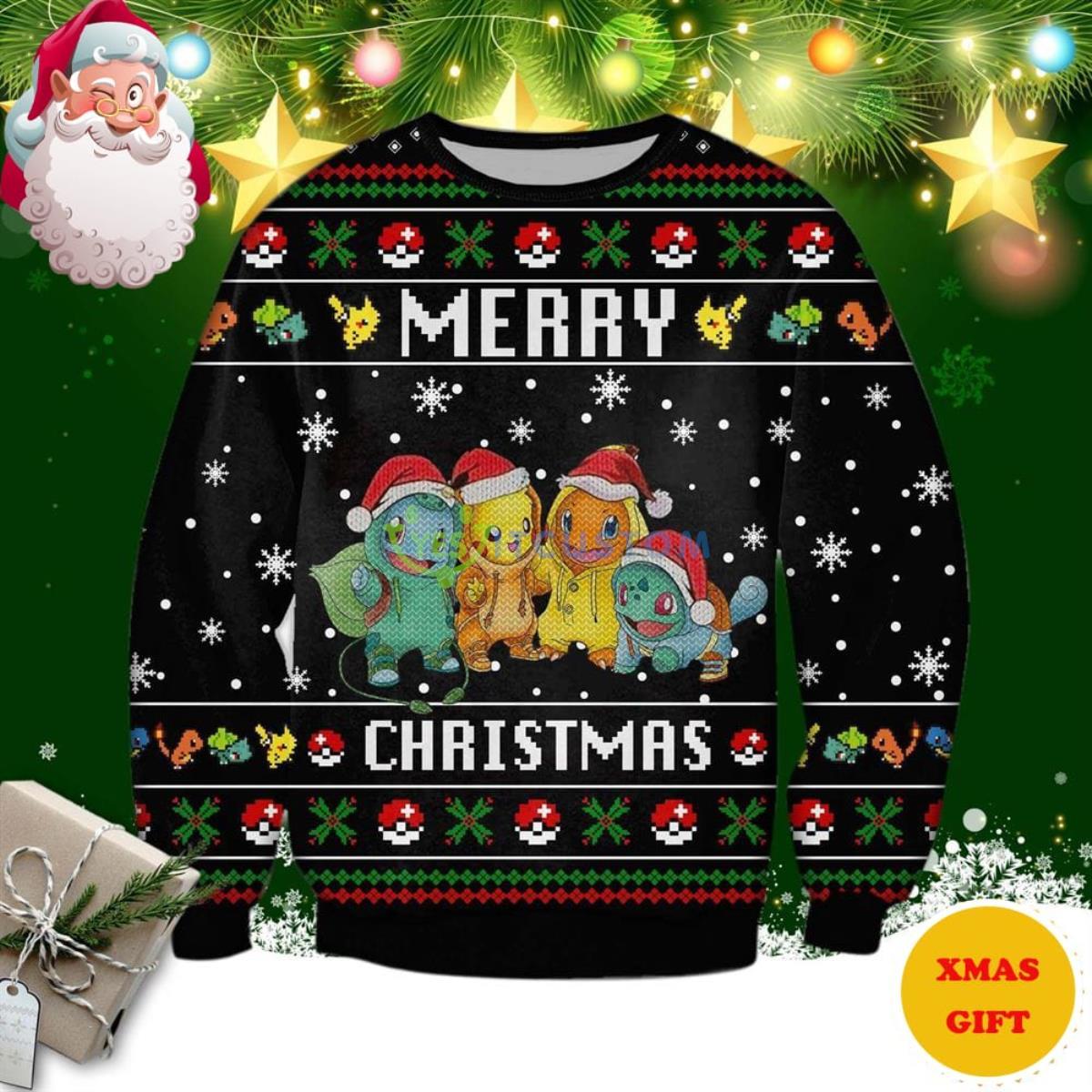Santa Pokemon Christmas AOP Sweater 3 Santa Pokemon Christmas AOP Sweater Product Photo 1