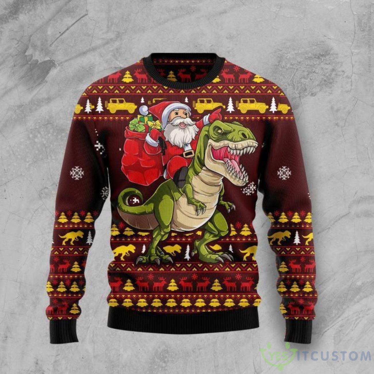 Santassic Park Ugly Sweater For Christmas 3 Santassic Park Ugly Sweater For Christmas Product Photo 1