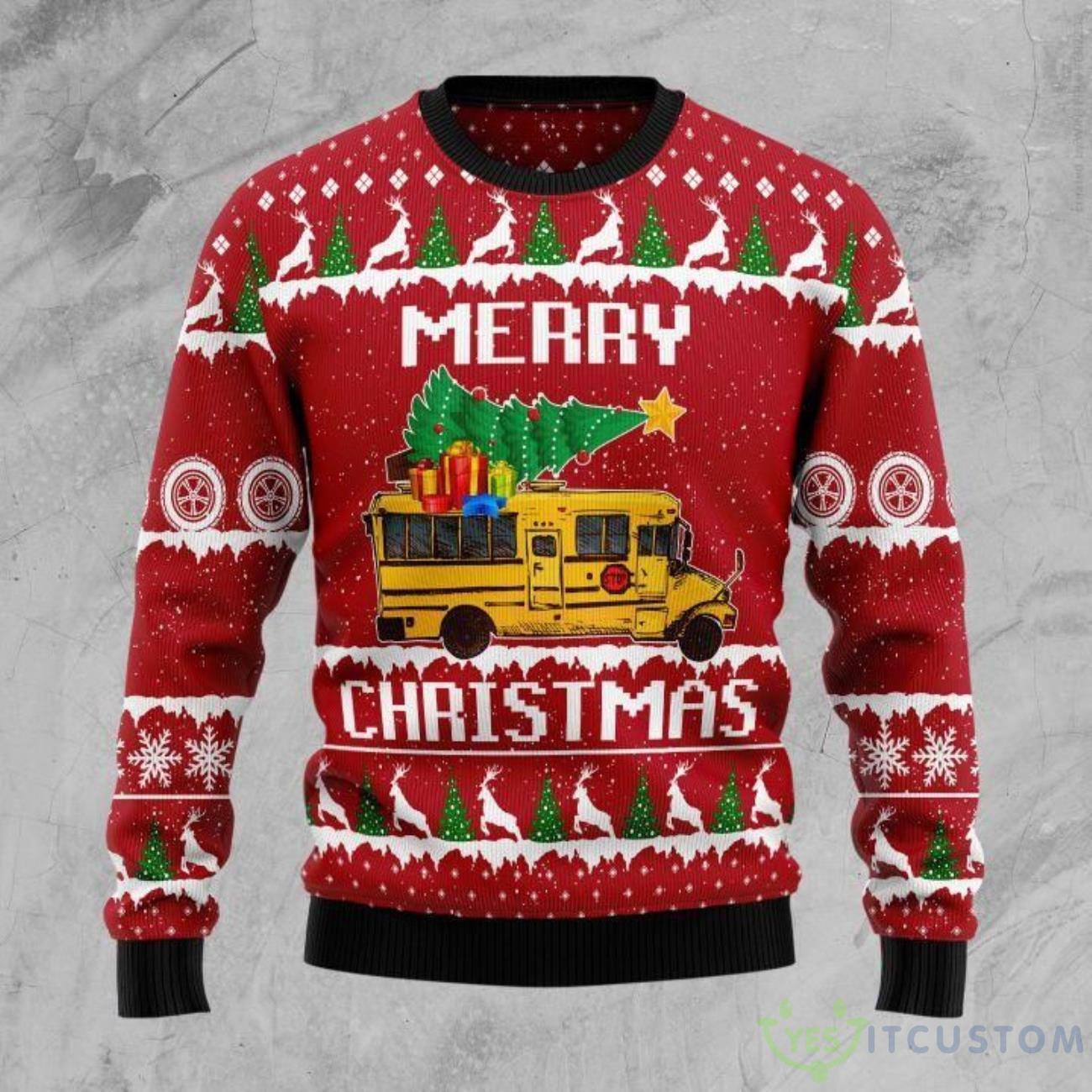 School Bus Ugly Sweater For Christmas 3 School Bus Ugly Sweater For Christmas Product Photo 1