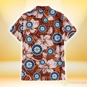 Seattle Mariners Bisque Hibiscus Brown Pattern 3D Hawaiian Shirt Gift For Fans 5 Seattle Mariners Bisque Hibiscus Brown Pattern 3D Hawaiian Shirt Gift For Fans Product Photo 3