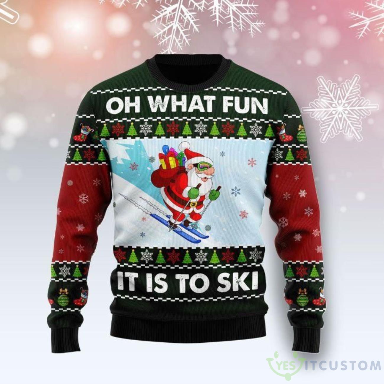 Skiing Oh What Fun Ugly Sweater For Christmas 3 Skiing Oh What Fun Ugly Sweater For Christmas Product Photo 1