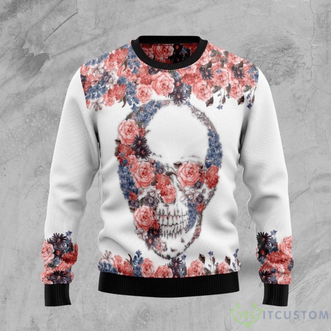 Skull Flower Ugly Sweater For Christmas 3 Skull Flower Ugly Sweater For Christmas Product Photo 1