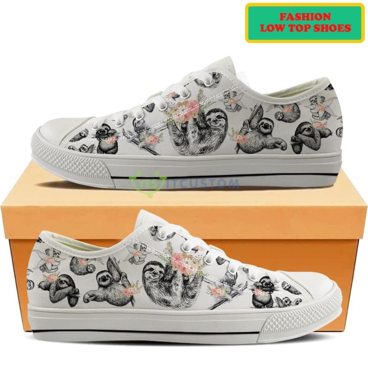 Sloth Pattern Flowers Fashion Low Top Shoes 9 Sloth Pattern Flowers Fashion Low Top Shoes Product Photo 2