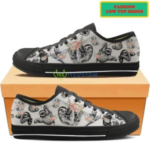 Sloth Pattern Flowers Fashion Low Top Shoes 5 Sloth Pattern Flowers Fashion Low Top Shoes Product Photo 3