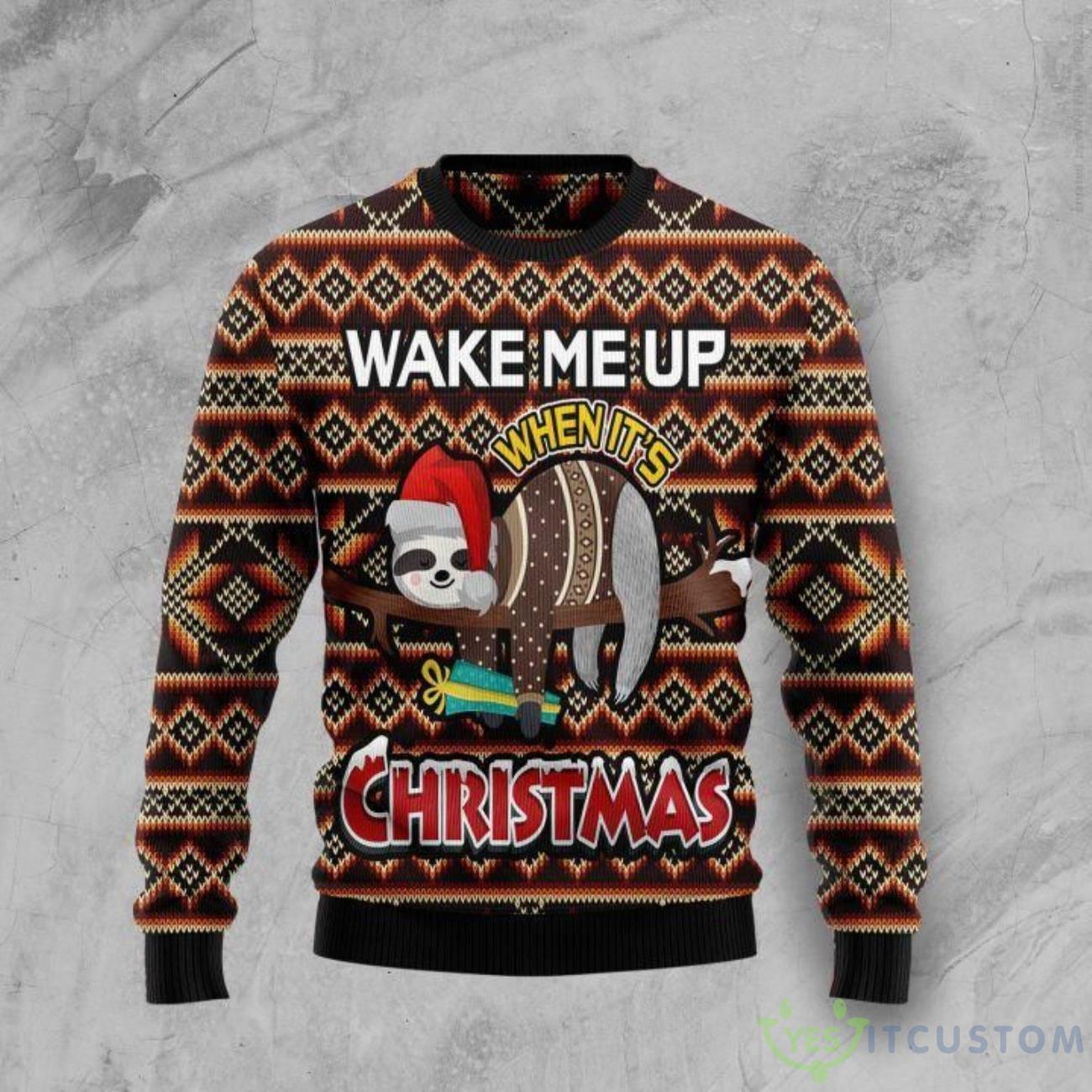 Sloth Wake Me Up Ugly Sweater For Christmas 3 Sloth Wake Me Up Ugly Sweater For Christmas Product Photo 1