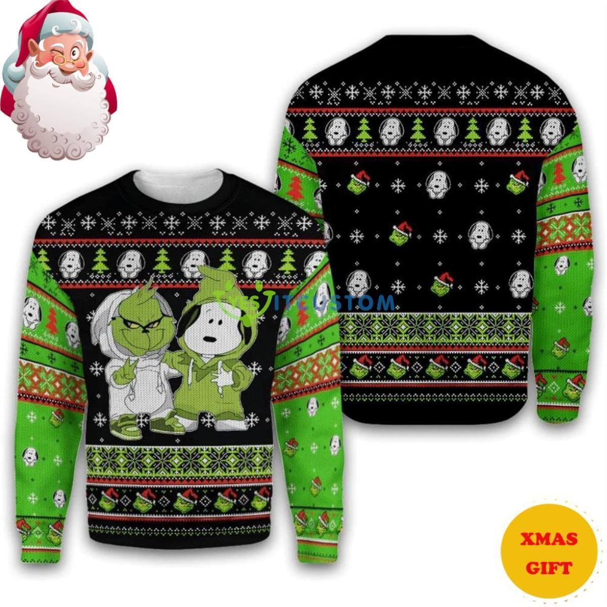 Snoopy & Grinch Gift Fan Christmas AOP Sweater 3 Snoopy & Grinch Gift Fan Christmas AOP Sweater Product Photo 1