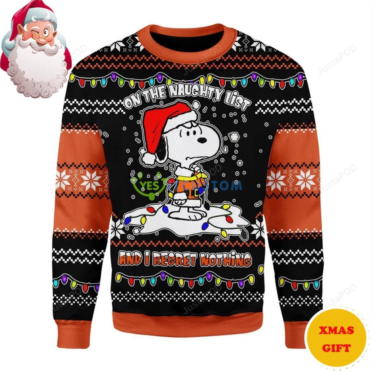 Snoopy I Regret Nothing Christmas AOP Sweater 3 Snoopy I Regret Nothing Christmas AOP Sweater Product Photo 1