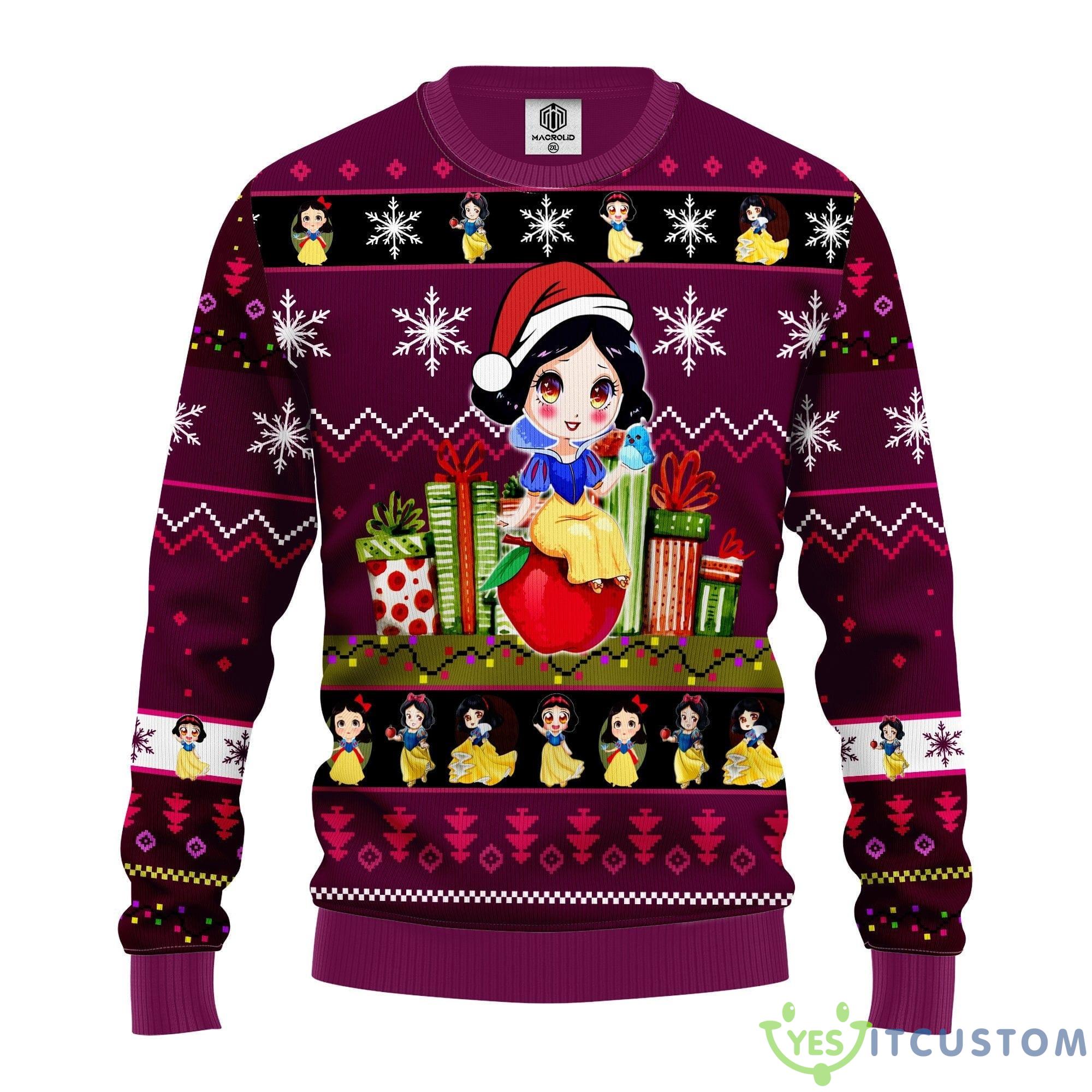 Snow White Purple Pink Thanksgiving Women Mens Ugly Christmas Sweater - Snow White Ugly Christmas Sweater Purple Pink Amazing Gift Idea Thanksgiving Gift_1