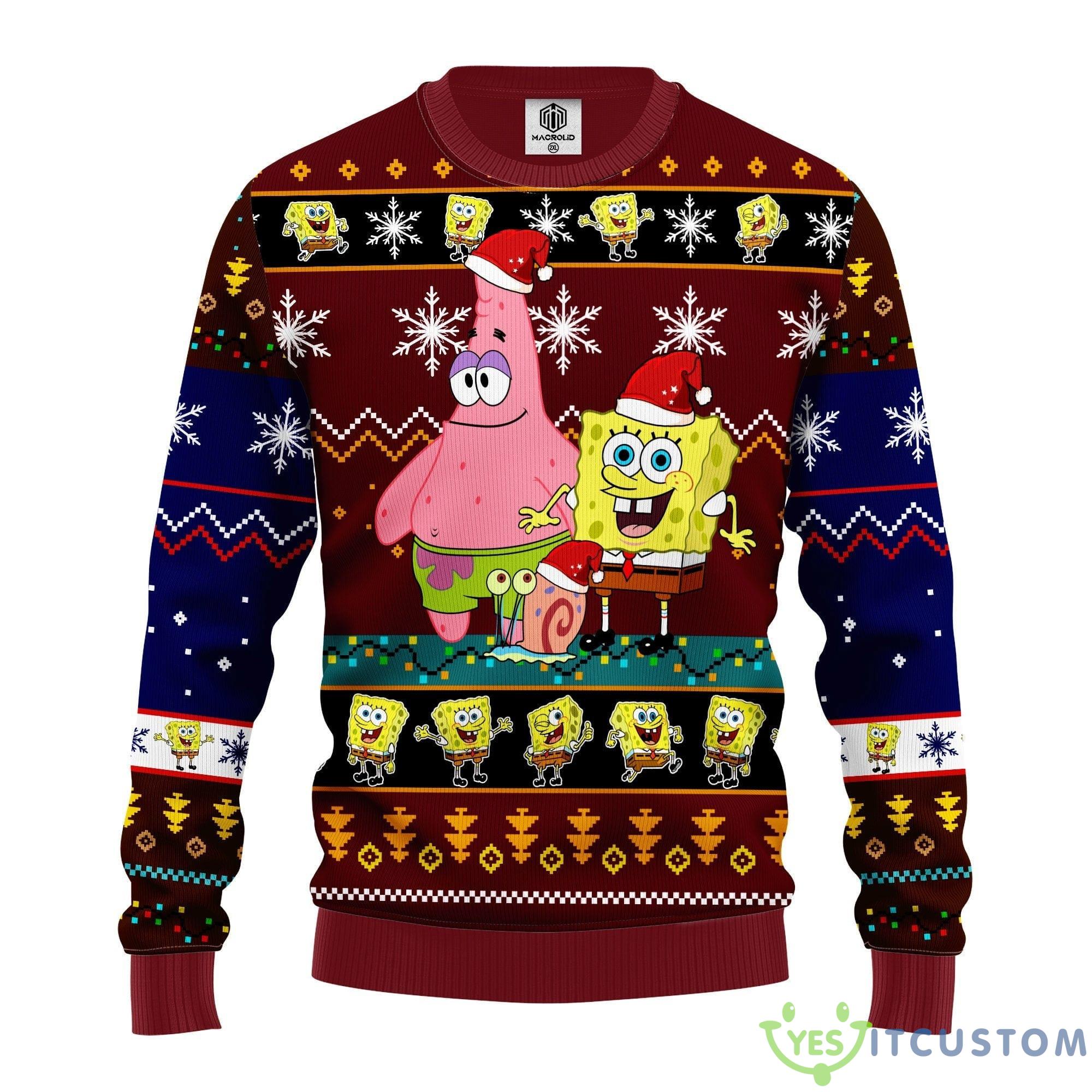 Spongebob 1 Thanksgiving Women Mens Ugly Christmas Sweater - Spongebob Ugly Christmas Sweater 1 Amazing Gift Idea Thanksgiving Gift_1