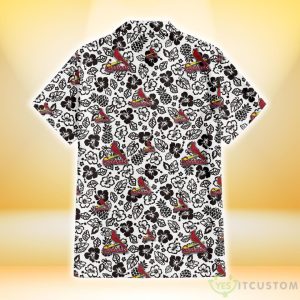 St. Louis Cardinals Black And White Hibiscus Leaf White Background 3D Hawaiian Shirt Gift For Fans 5 St. Louis Cardinals Black And White Hibiscus Leaf White Background 3D Hawaiian Shirt Gift For Fans Product Photo 3