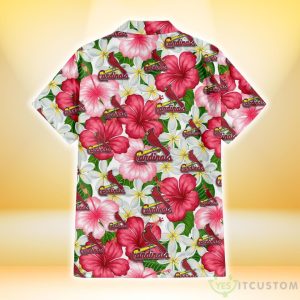 St. Louis Cardinals White Porcelain Flower Pink Hibiscus White Background 3D Hawaiian Shirt Gift For Fans 5 St. Louis Cardinals White Porcelain Flower Pink Hibiscus White Background 3D Hawaiian Shirt Gift For Fans Product Photo 3