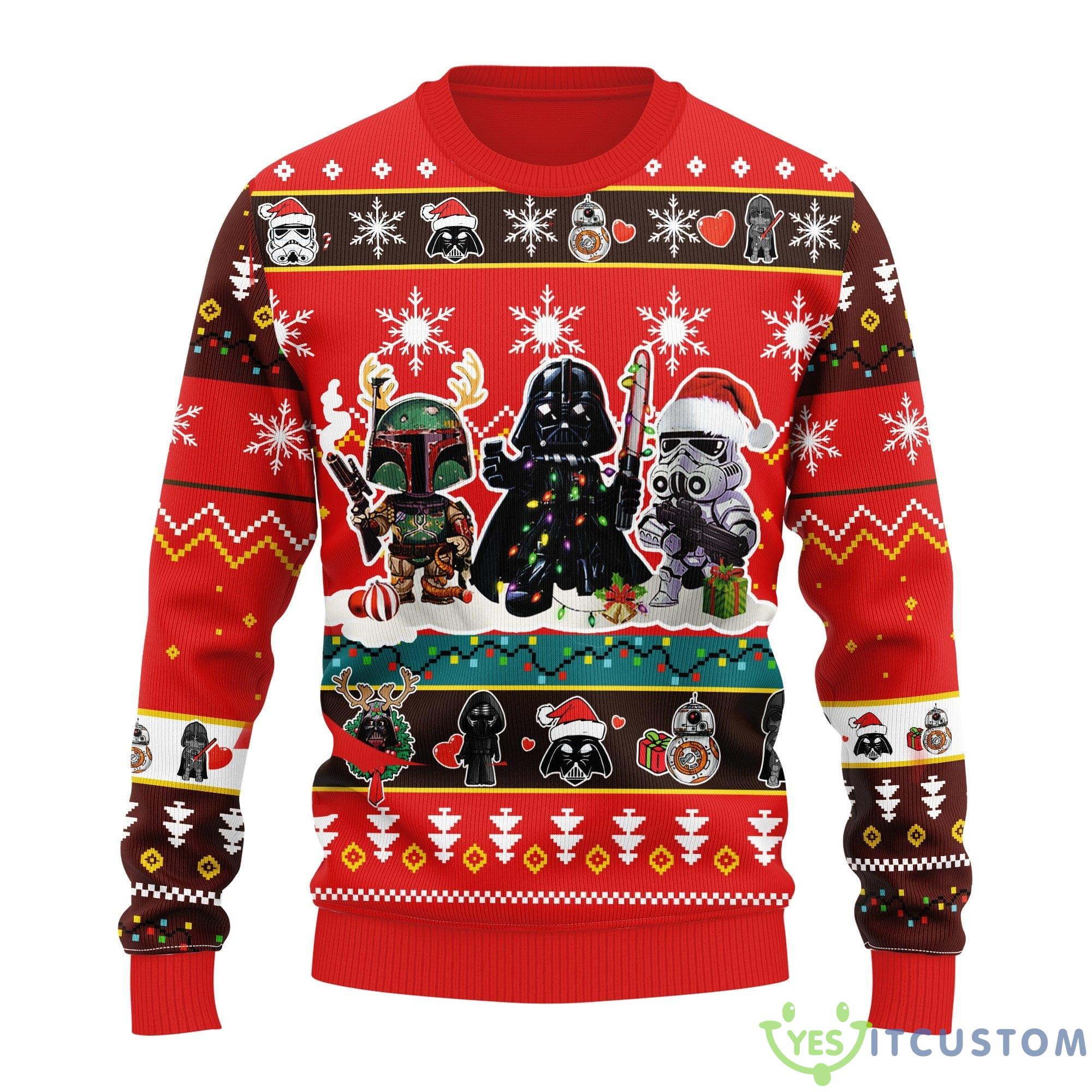Star Wars Chibi Thanksgiving Women Mens Ugly Christmas Sweater - Star Wars Chibi Ugly Christmas Sweater Amazing Gift Idea Thanksgiving Gift_1