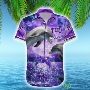 TCU Horned Frogs NCAA Hawaiian Shirt Dolphin Funny AOP Gift For Fans Custom Name - TCU Horned Frogs NCAA Hawaiian Shirt_2