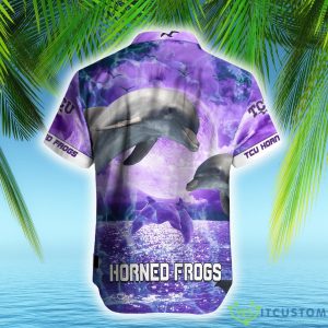 TCU Horned Frogs NCAA Hawaiian Shirt Dolphin Funny AOP Gift For Fans Custom Name - TCU Horned Frogs NCAA Hawaiian Shirt_3