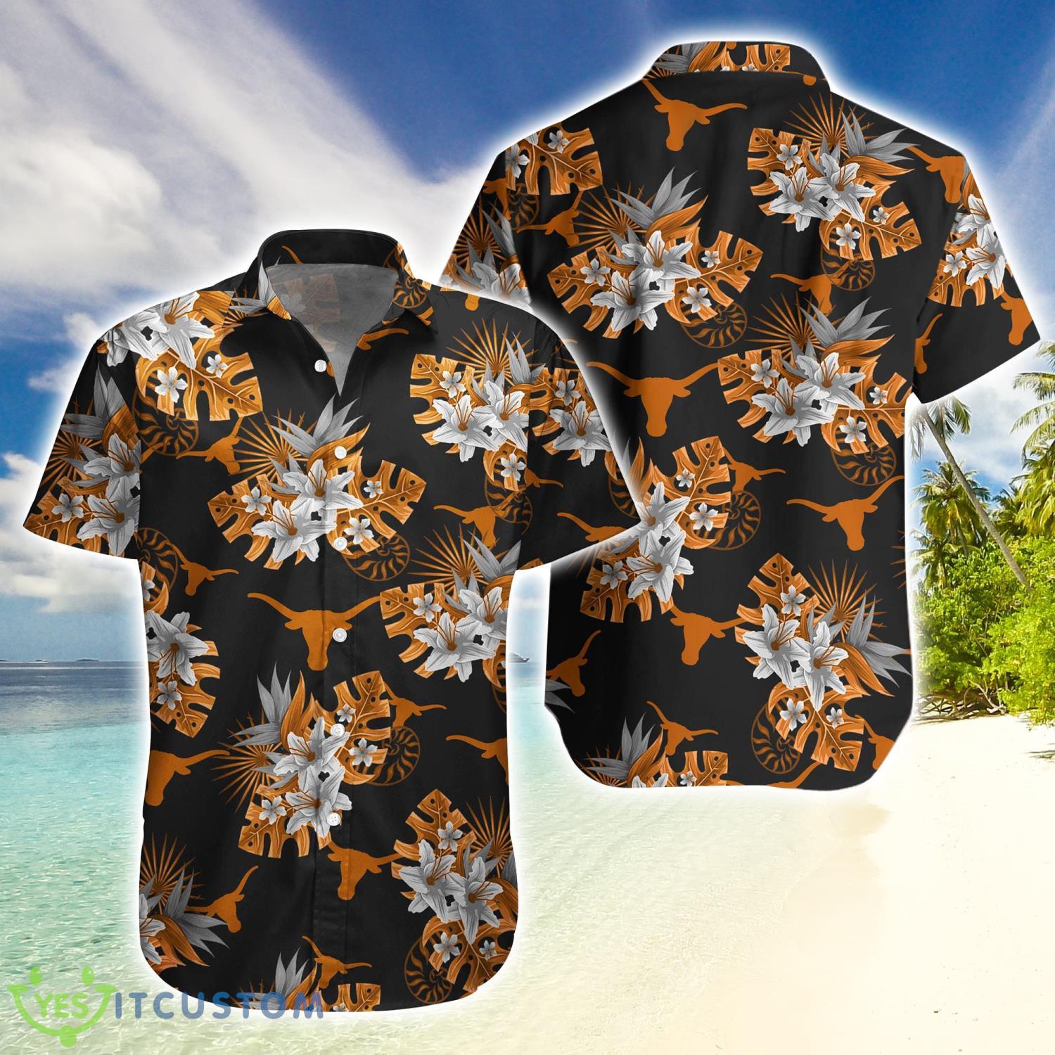 Texas Longhorns Tropical Hawaiian Shirt Summer Gift For Fans Product Photo 1