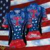 Texas Rangers MLB Flag US Background Hawaiian Shirt For Men And Women - Texas Rangers MLB Flag US Background Hawaiian Shirt For Men And Women Photo 2