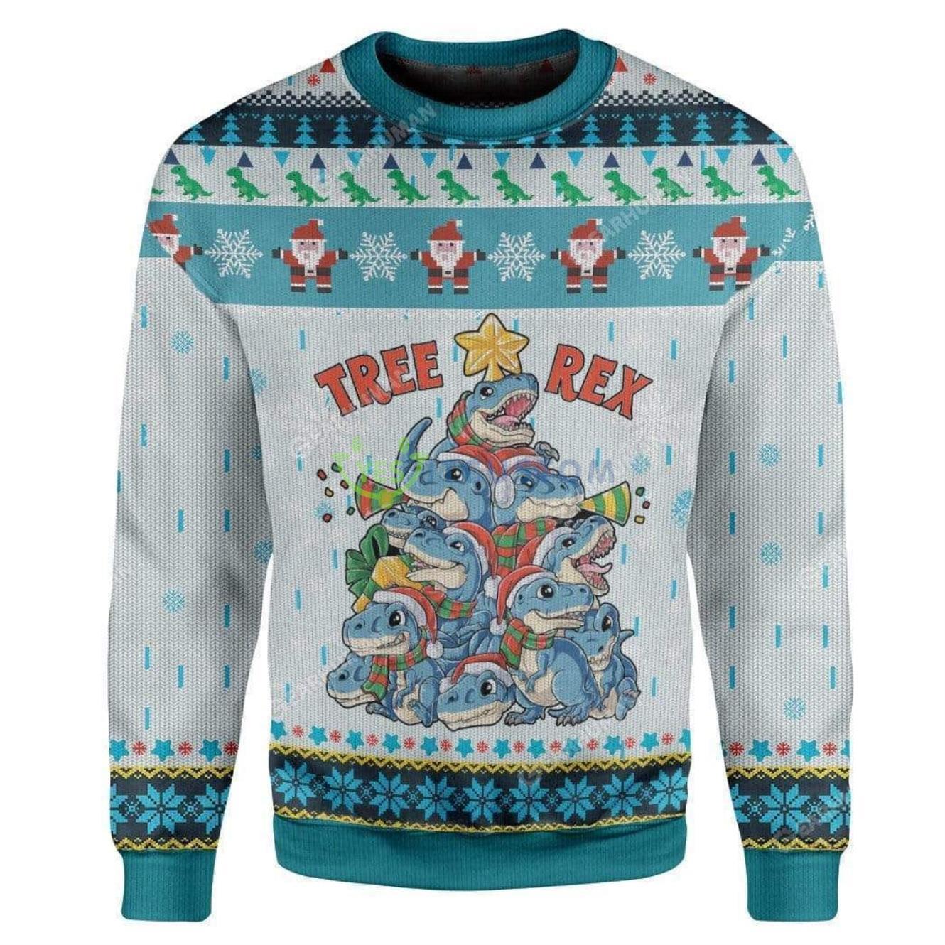 Tree Rex Ugly Christmas Sweater For Men Women 3 Tree Rex Ugly Christmas Sweater For Men Women Product Photo 1
