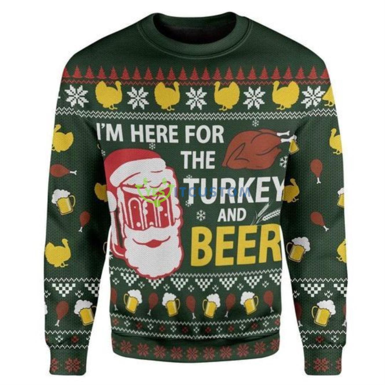 Turkey And Beer Ugly Sweater For Christmas 3 Turkey And Beer Ugly Sweater For Christmas Product Photo 1