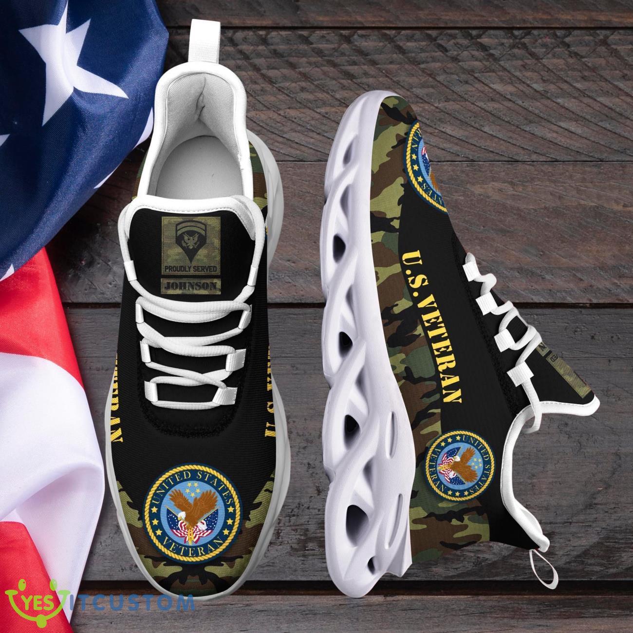 US Veteran Military Ranks, Veteran Ranks Camo Style Max Soul Shoes Custom Name 3 US Veteran Military Ranks, Veteran Ranks Camo Style Max Soul Shoes Custom Name Product Photo 1