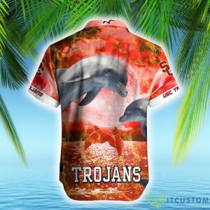USC Trojans NCAA Hawaiian Shirt Dolphin Funny AOP Gift For Fans Custom Name - USC Trojans NCAA Hawaiian Shirt_3