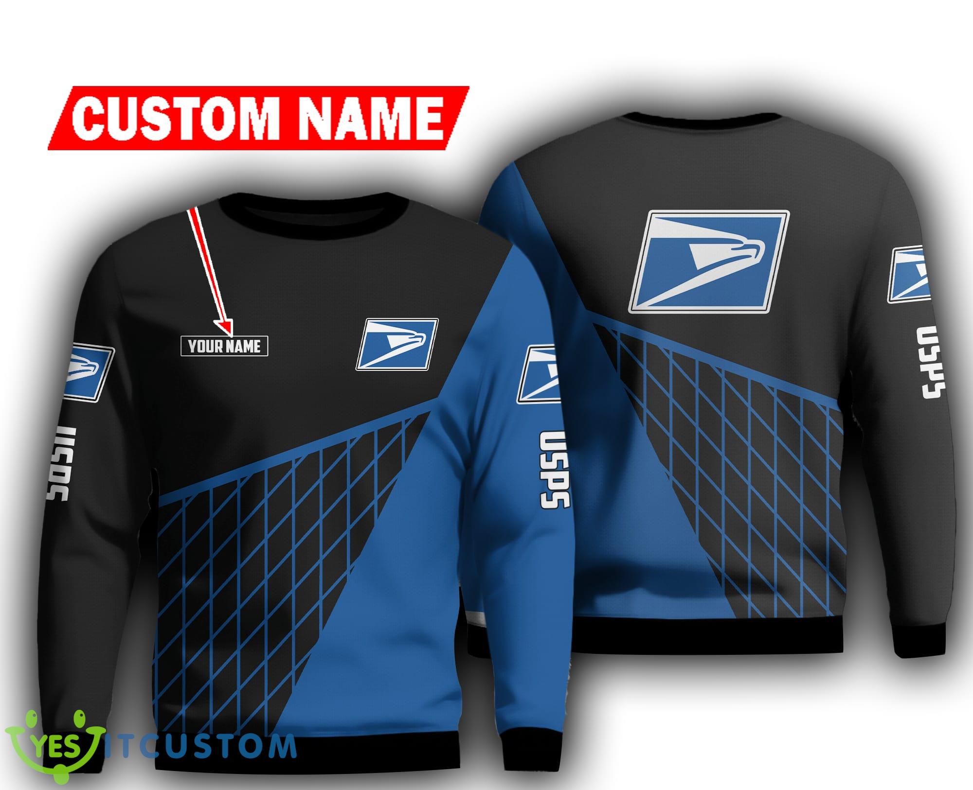 usps Brand Light Ugly Sweater graphics AOP Christmas Sweatshirt Custom Name - usps Brand Light Ugly Sweater graphics AOP Christmas Sweatshirt Custom Name