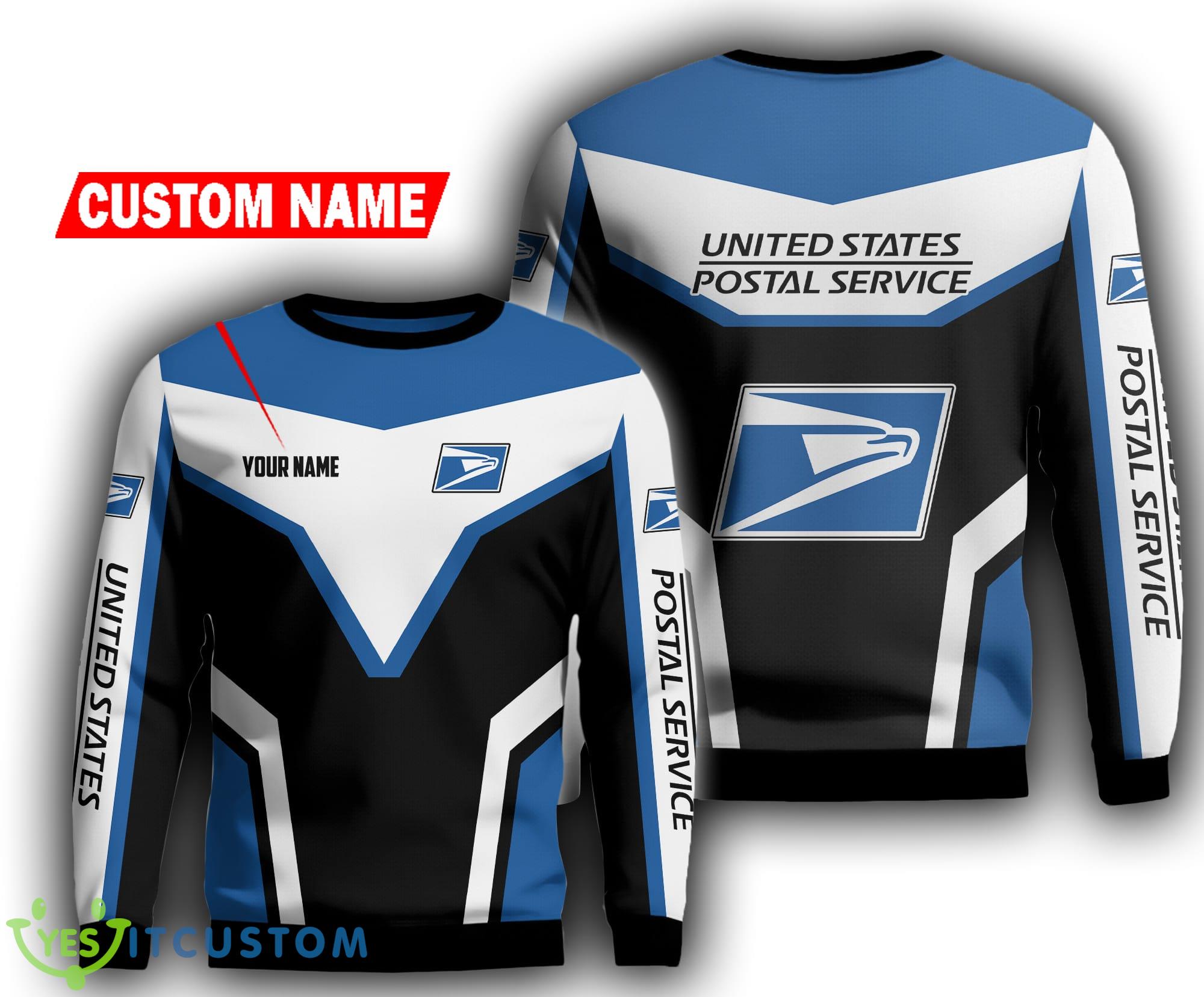 usps New Logo Ugly Sweater love AOP Christmas Sweatshirt Custom Name - usps New Logo Ugly Sweater love AOP Christmas Sweatshirt Custom Name