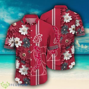 Washington State Cougars NCAA Flower Logo Colorful Hawaiian Shirt - Washington State Cougars NCAA Flower Logo Coloful Hawaiian Shirt Photo 2