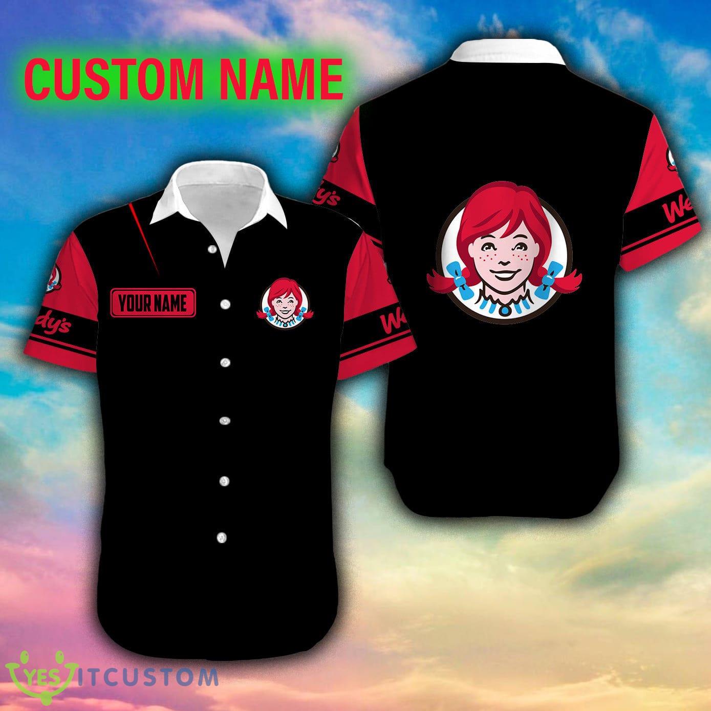 WENDY'S Souvenir Big Logo 3D Hawaiian Shirt For Summer Custom Name 2 wendys souvenir big logo 3d hawaiian shirt for summer custom name