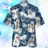 White Goldendoodle Tropical Plants Pattern Blue And White Hawaiian Shirt For Men Women Product Photo 1
