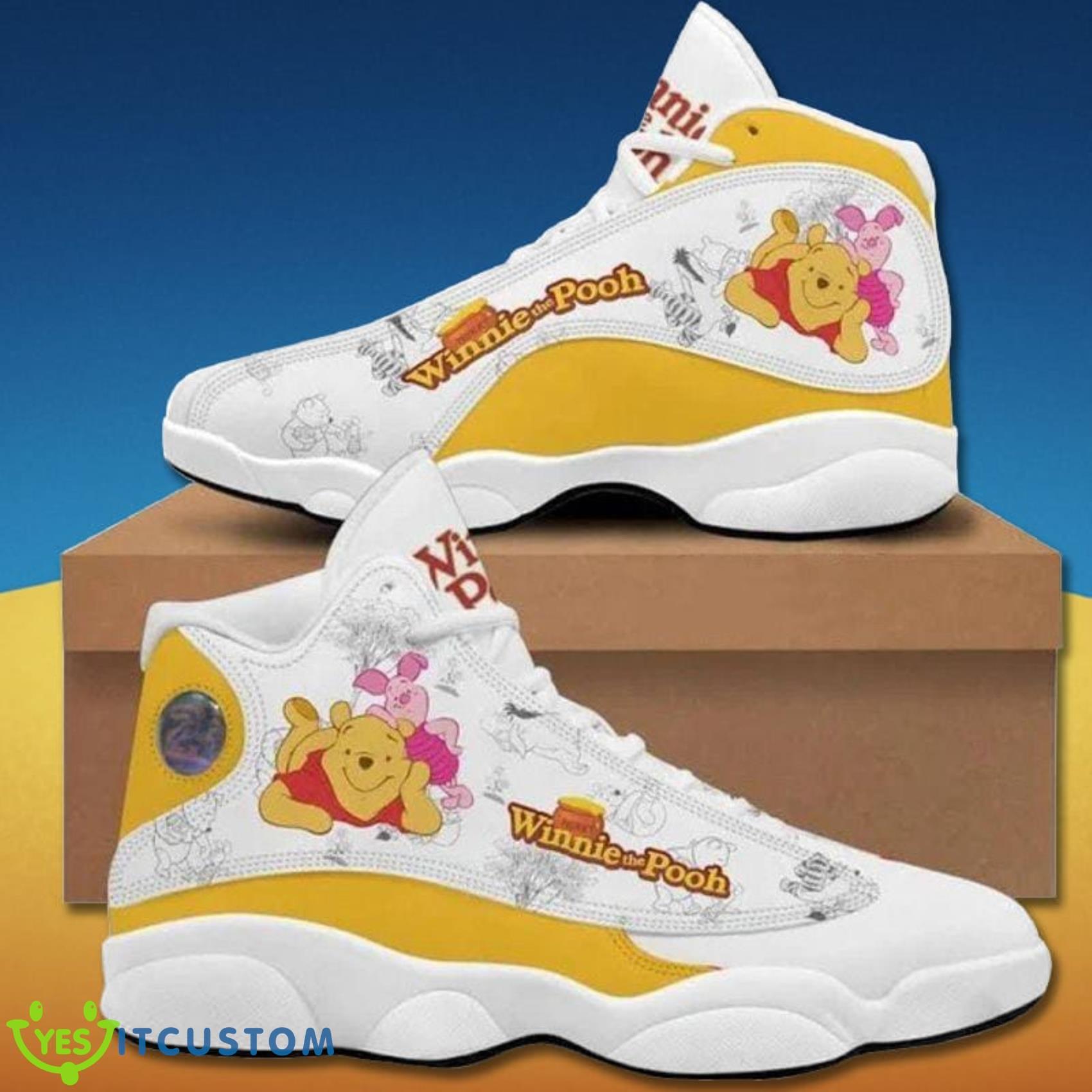Winnie The Pooh And Piglet Yellow And White Air Jordan 13 Shoes Product Photo 1