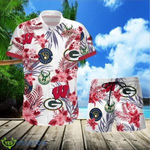 Wisconsin Badgers Green Bay Packers Milwaukee Brewers Milwaukee Bucks Combo Hawaiian Shirt And Shorts Product Photo 1