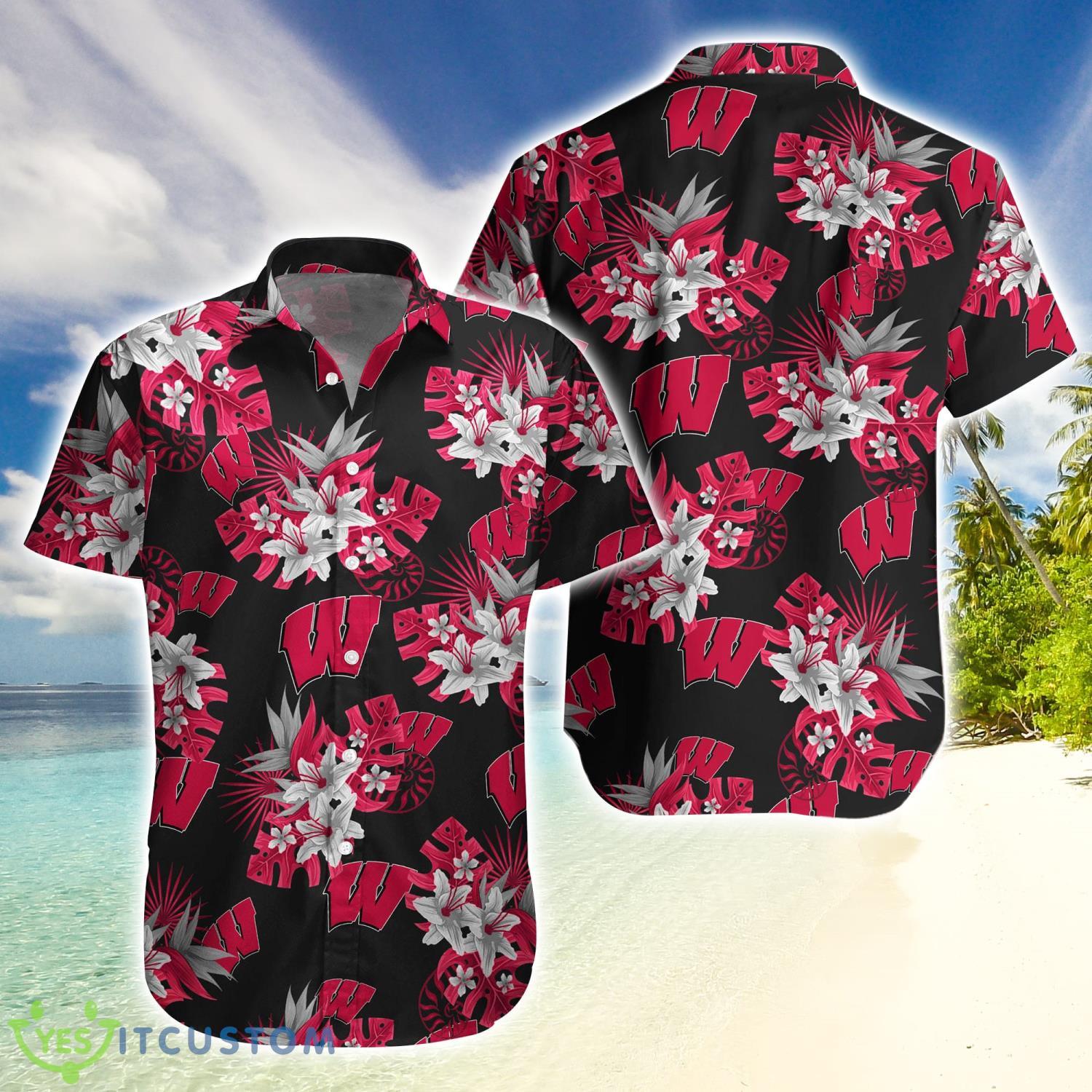 Wisconsin Badgers Tropical Hawaiian Shirt Summer Gift For Fans Product Photo 1