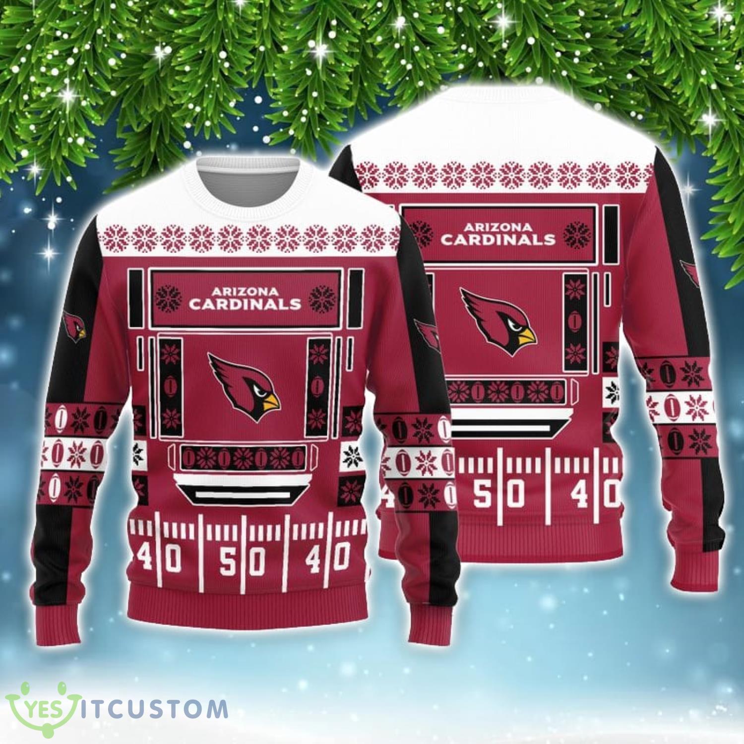 Arizona Cardinals Christmas Ball Snowfalke Pattern AOP Sweater 3 Arizona Cardinals Christmas Ball Snowfalke Pattern AOP Sweater Product Photo 1