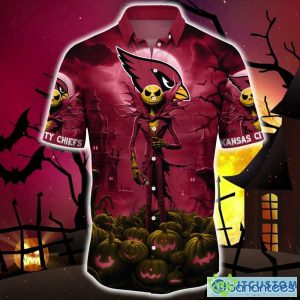 Arizona Cardinals Halloween Jack Skellington 3D Hawaiian Shirt For Fans Gift Christmas Men And Women - Arizona Cardinals Halloween Jack Hawaii Shirt Trending For This Season_3