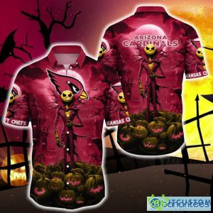 Arizona Cardinals Halloween Jack Skellington 3D Hawaiian Shirt For Fans Gift Christmas Men And Women - Arizona Cardinals Halloween Jack Hawaii Shirt Trending For This Season_1