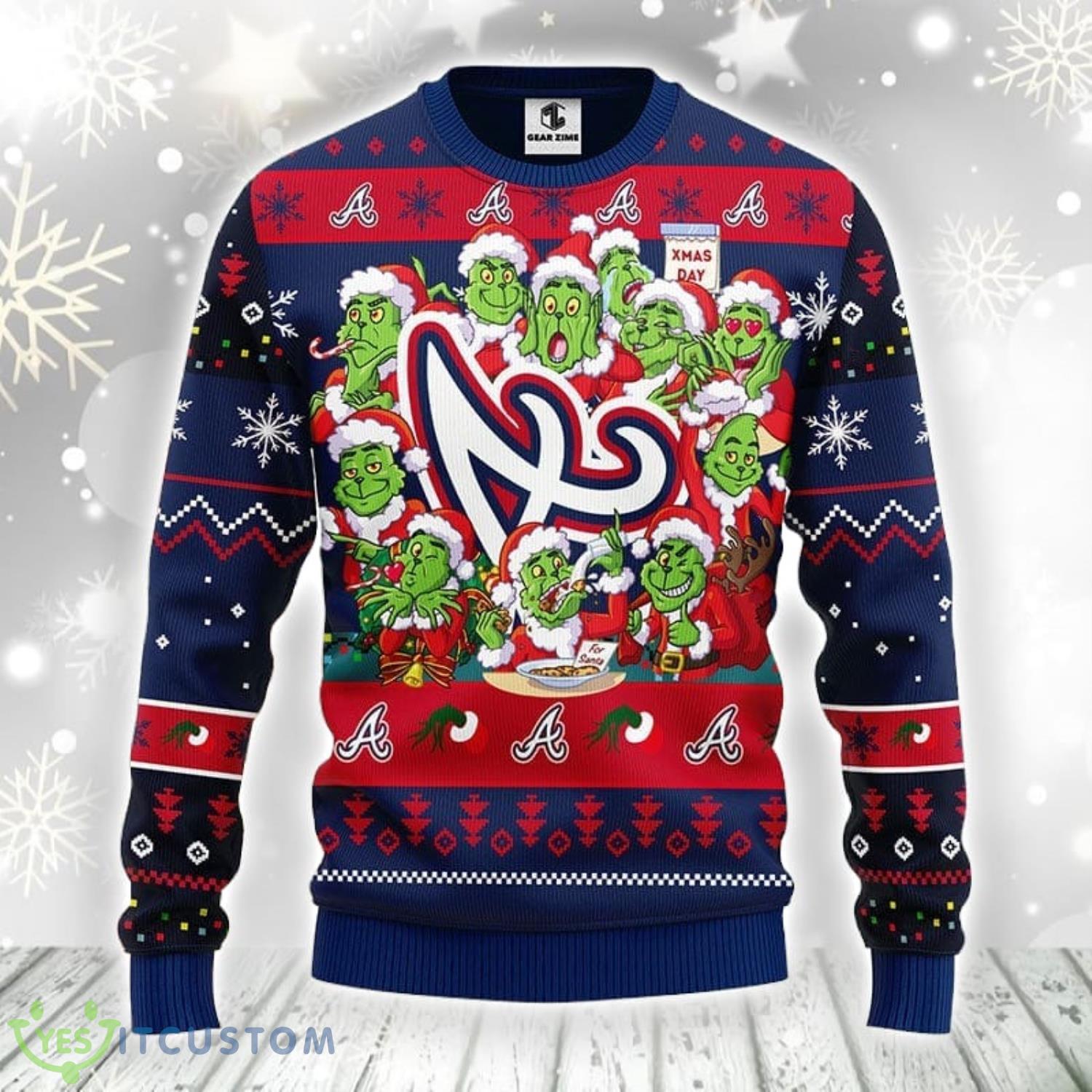 Atlanta Braves 12 Grinch Xmas Day Xmas Ugly Christmas Sweater Best Christmas Gift Ideas 3 Atlanta Braves 12 Grinch Xmas Day Xmas Ugly Christmas Sweater Best Christmas Gift Ideas Product Photo 1