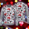 Atlanta Falcons Logo Skull Candy Cane Pattern Grey Ugly Christmas Sweater AOP - Atlanta Falcons Logo Skull Candy Cane Pattern Grey Ugly Christmas Sweater AOP