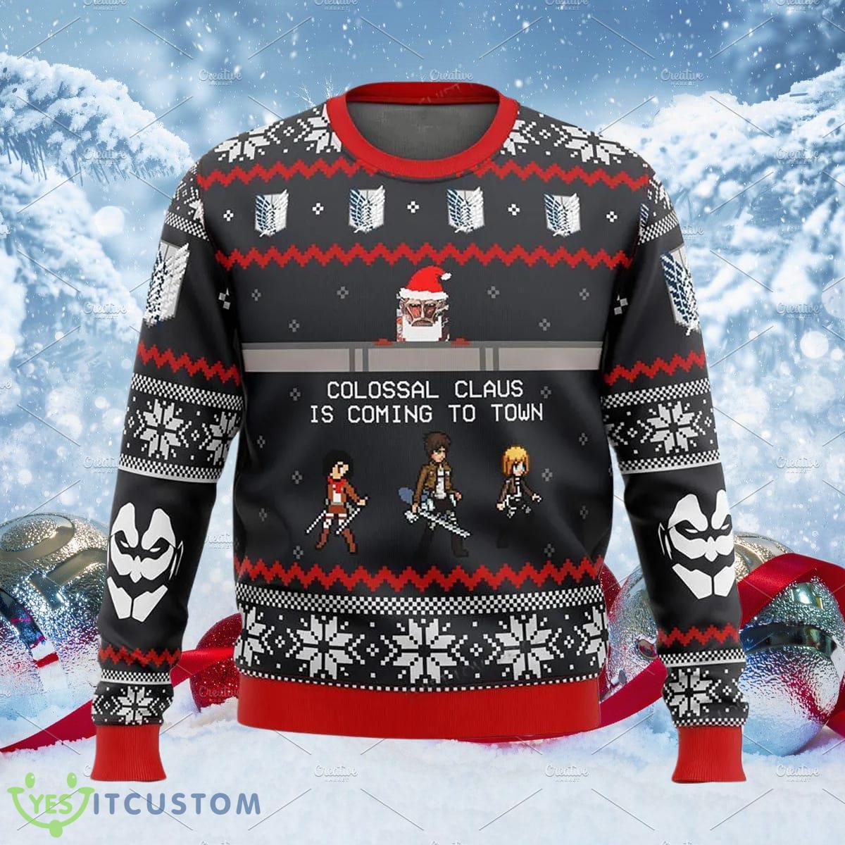 Attack On Titan Colossal Clau Ugly Christmas Sweater A Luxurious Gift For Loved Ones 3 Attack On Titan Colossal Clau Ugly Christmas Sweater A Luxurious Gift For Loved Ones Product Photo 1
